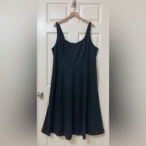Old Navy Black Linen Blend Sleeveless Smocked Midi Dress 2X Coastal Euro Summer